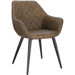 Chaise de salle à manger, Chaise de cuisine, Chaise de salon en similicuir, Pieds en métal, Brun Foncé - Woltu