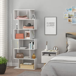 Bibliothèque étagère de Rangement avec 6 Compartiments Woltu Bibliothèque armoire en mdf 60x23, 5x160cm, Blanc