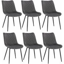 Lot de 6 Chaises de salle à manger Woltu Siège en Velours , Chaises de Cusine, pieds en métal, Gris Foncé