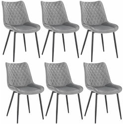 Lot de 6 Chaises de salle à manger Woltu Siège en Velours , Chaises de Cusine, pieds en métal, Gris Clair