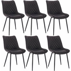 Lot de 6 Chaises de salle à manger en Similicuir Woltu 46x40, 5x85, 5cm - Pieds en métal - Charge max 100 kg - Anthracite