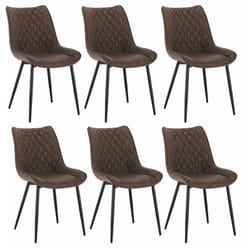 Lot de 6 Chaises de salle à manger en Similicuir Woltu 46x40, 5x85, 5cm - Pieds en métal - Charge max 100 kg - Brun