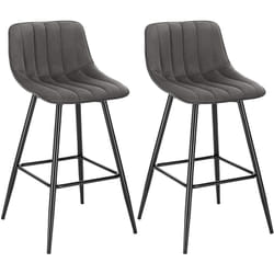 Lot de 2 Tabourets de bar avec repose-pieds Woltu Tabouret de bistro Siège en velours, Pieds en métal, Gris foncé