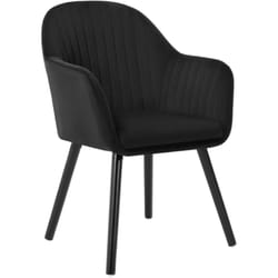 1 x Chaise de Salle à Manger en Velours, Surface Pieds en Bois Noir, Chaise de Relax, Chaise de Salon, Noir - Woltu