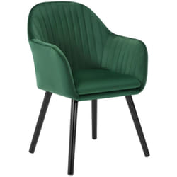 1 x Chaise de Salle à Manger en Velours , Pieds en Bois Noir, Chaise de Relax, Chaise de Salon, Vert Foncé - Woltu