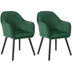 Lot de 2 Chaises de Salle à Manger Woltu Assise en Velours, Chaise pour Cuisine/Salon/Café, Vert Foncé