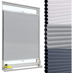 Woltu - Store plissé nid d'abeille sans perçage avec Porte-Pince, Store plissé antisolaire, 95x130cm, Blanc+Gris