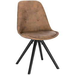 WOLTU Chaise de salle à manger, Chaise de cuisine, Siège en tissu scientifique, Pieds en bois massif, Brun Foncé