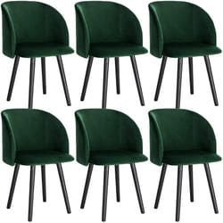Lot de 6 Chaise de Cuisine en Velours, Fauteuil de Repas Salle à Manger, Scandinave, Vert Foncé - Woltu