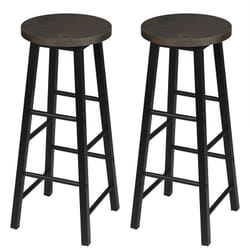 Lot de 2 Tabourets de Bar-Bistrot, Tabouret de cuisine, Chaise de salle à manger, Structure en métal, Siège en mdf, Noir+Rouille - Woltu