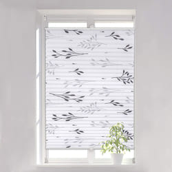 Woltu - Store plissé Fixation sans perçage Store de fenêtre avec Motif de Feuilles, 75x130cm, Gris