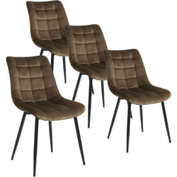 Lot de 4 Chaises de salle à manger Woltu Chaises de cuisine, Siège en velours, Pieds en métal, Brun