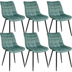 Lot de 6 Chaises de Salle à Manger Woltu Chaises de cuisine, Siège en velours, Pieds en métal, Vert Turc