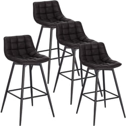 Lot de 4 Tabourets de bar avec repose-pieds Woltu Tabourets bar-bistro, Siège en similicuir, Pieds en métal, Anthracite