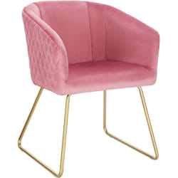 Chaise de Salle à Manger Woltu Chaise de Cuisine Chaise Salon en Velours, Fauteuil Chaise Pieds en métal doré, Rose
