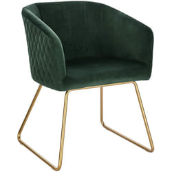 Chaise de Salle à Manger Woltu Chaise de Cuisine Chaise Salon en Velours, Fauteuil Chaise Pieds en métal doré, Vert Foncé