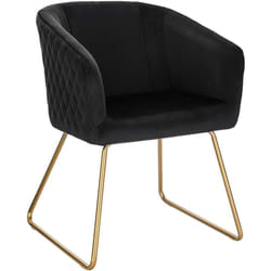 Chaise de Salle à Manger Woltu Chaise de Cuisine Chaise Salon en Velours, Fauteuil Chaise Pieds en métal doré, Noir