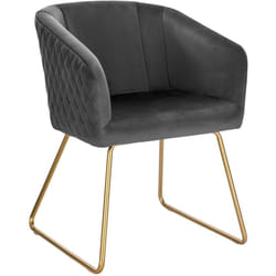Chaise de Salle à Manger Siège en Velours Chaise de Cuisine Pieds en métal doré fauteuil de Salon, Gris Foncé - Woltu