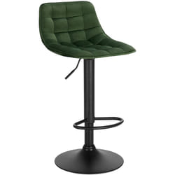 1 x Tabouret de Bar en velours et métal, Chaise de comptoir réglable en Hauteur et Rotatif, Vert Foncé - Woltu