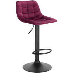 1 x Tabouret de Bar en velours et métal, Chaise de comptoir réglable en Hauteur et Rotatif, Bordeaux - Woltu