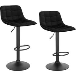Lot de 2 Tabourets de Bar Woltu en velours et métal, Chaises de comptoir réglable en Hauteur et Rotatif, Noir