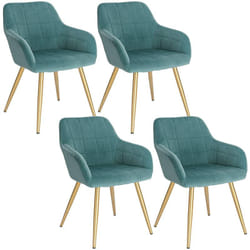 Lot de 4 Chaises de Salle à Manger avec accoudoirs Woltu Chaise de Salon, Structure en métal et Assise en Velours, Vert Turc