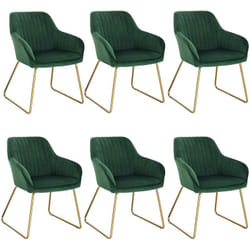 Lot de 6 Chaises de Salle à Manger Woltu Assise en Velours, Pieds en métal, Chaise de la réunion, Vert Foncé