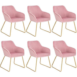 Lot de 6 Chaises de Salle à Manger Woltu Assise en Velours, Pieds en métal, Chaise de la réunion, Rose