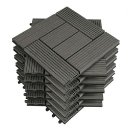 Woltu - Carrelage de sol Dalle wpc 30x30cm, pour jardin terrasse extérieur fixation plug-in, Gris 22 pièces/2 m² GTF004gr-2