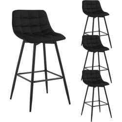 Lot de 4 Tabourets de bar avec repose-pieds Woltu Tabouret pour bar/bistro - Siège en velours - Pieds en métal - Noir