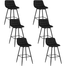 Lot de 6 Tabourets de bar avec repose-pieds Woltu Tabouret pour bar/bistro, Siège en velours, Pieds en métal, Noir