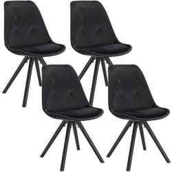 Lot de 4 Chaises de salle à manger Woltu siège en Velours, Chaise de cuisine, pied en Bois, Noir