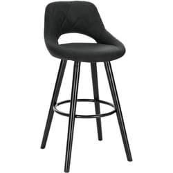 1 x Tabouret de Bar en Tissu Scientifique, Chaise de Bar Structure en Bois Massif, Anthracite - Woltu