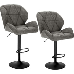 Lot de 2 Tabourets de Bar Woltu réglable en Hauteur, Chaises de bar siège rembouré en Similicuir Pied en métal, Gris