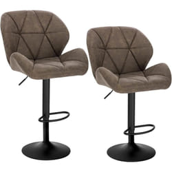 2 Tabourets de Bar réglable en Hauteur, Chaises de bar siège rembouré en Similicuir Pied en métal, Brun Foncé - Woltu