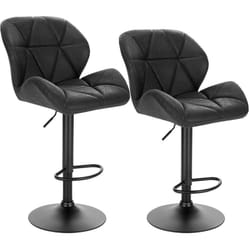 2 Tabourets de Bar réglable en Hauteur, Chaises de bar siège rembouré en Similicuir Pied en métal, Noir - Woltu