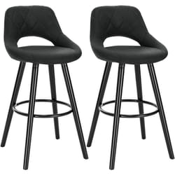 2 x Tabourets de Bar en Tissu Scientifique, Chaises de Bar Structure en Bois Massif, Anthracite - Woltu