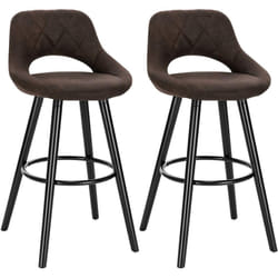 Lot de 2 Tabourets de bar Woltu en Tissu Scientifique, Chaises de Bar Structure en Bois Massif, Brun Foncé