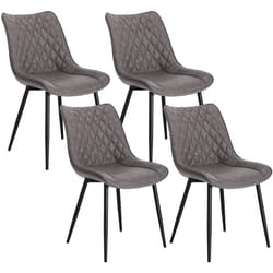 WOLTU Lot de 4 Chaises de salle à manger en Similicuir - 46x40, 5x85, 5cm - Pieds en métal - Charge max 100 kg - Gris Foncé