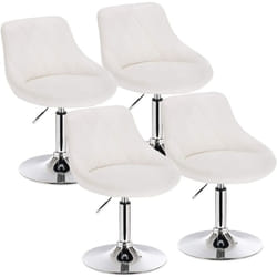 Lot de 4 tabourets de bar en similicuir Woltu tabourets de rotatif pieds en métal, hauteur réglable, Blanc