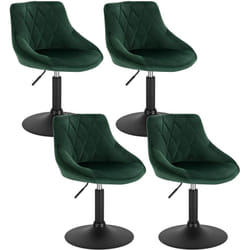 Lot de 4 Tabourets de bar Woltu siège bien rembourré en velours, Hauteur réglable pieds en métal, Vert Foncé