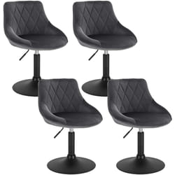 Lot de 4 Tabourets de bar siège bien rembourré en velours Woltu Hauteur réglable pieds en métal, Gris Foncé
