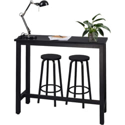 Woltu - 1 x Table de Bar + 2 x tabourets de Bar en mdf et Métal,120x40x100cm, Noir