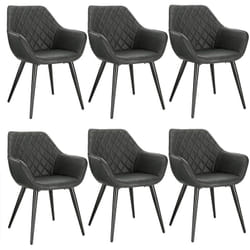 6 x Chaises de Salon, Chaises de Salle à Manger, matière en Similicuir et métal, Anthracite - Woltu