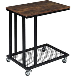 Table d'appoint, Style industriel, Bout de canapé, Table de chevet en mdf et métal, Portable à roulettes, 51 x 36 x 60 cm - Woltu