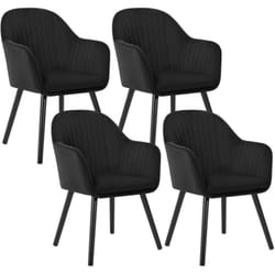 Lot de 4 Chaises de salle à manger Woltu Assise en Velours, Chaise pour Cuisine-Salon-Café, Noir