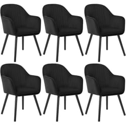 Lot de 6 Chaises de Salle à Manger Woltu Assise en Velours, Chaise pour Cuisine-Salon-Café, Noir