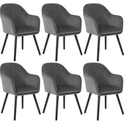 Lot de 6 Chaises de Salle à Manger Woltu Assise en Velours, Chaise pour Cuisine-Salon-Café, Gris Foncé