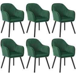 Lot de 6 Chaises de Salle à Manger Woltu Assise en Velours, Chaise pour Cuisine-Salon-Café, Vert Foncé