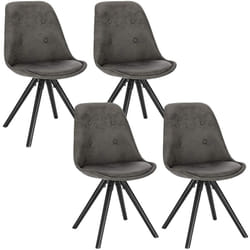 Lot de 4 Chaisess de salle à manger Woltu Chaises de cuisine, Siège en tissu scientifique, Pieds en bois massif, Anthracite